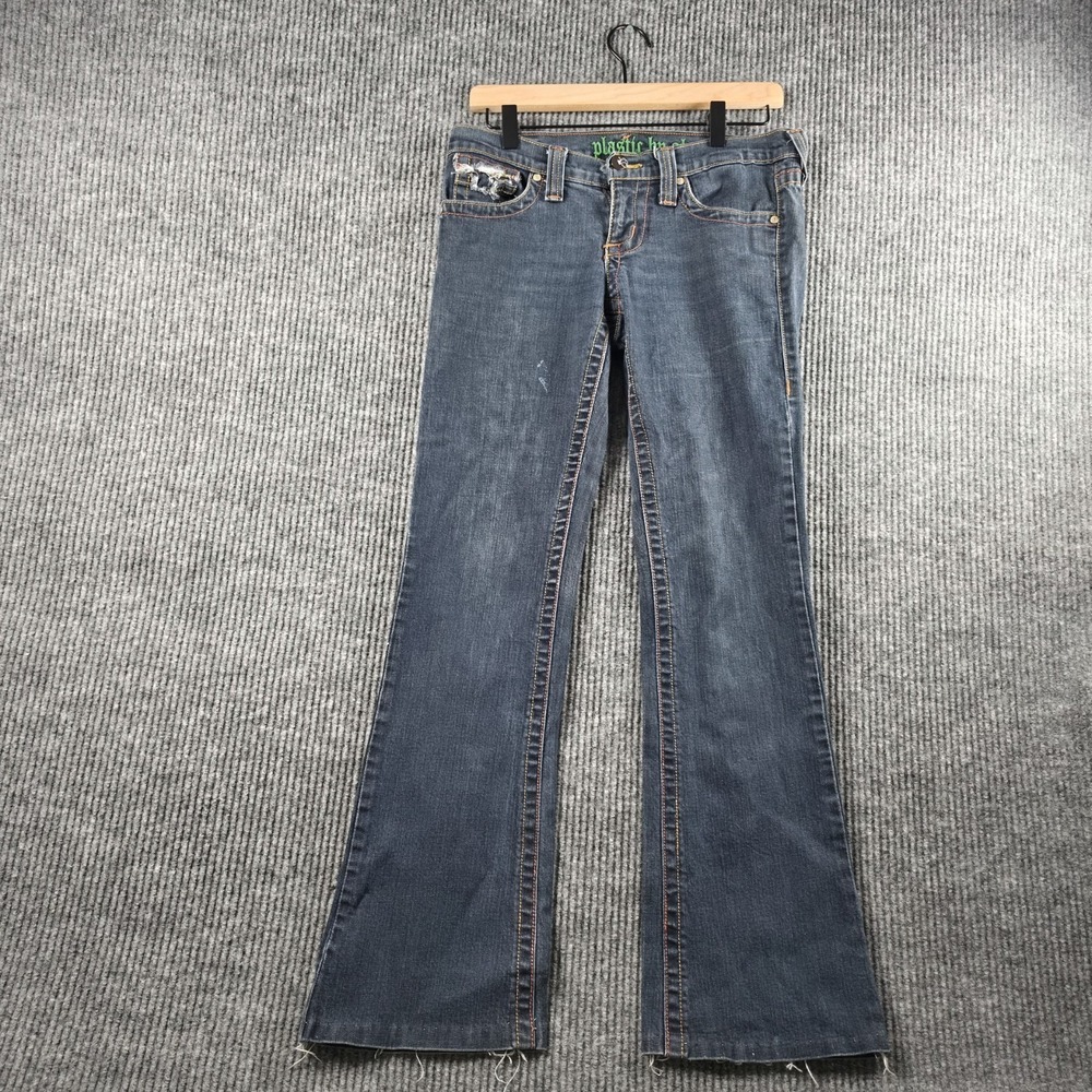 Plastic By GLY Womens Size 7 Jeans Bootcut Contrast Stitch Y2K Flare Denim‎
